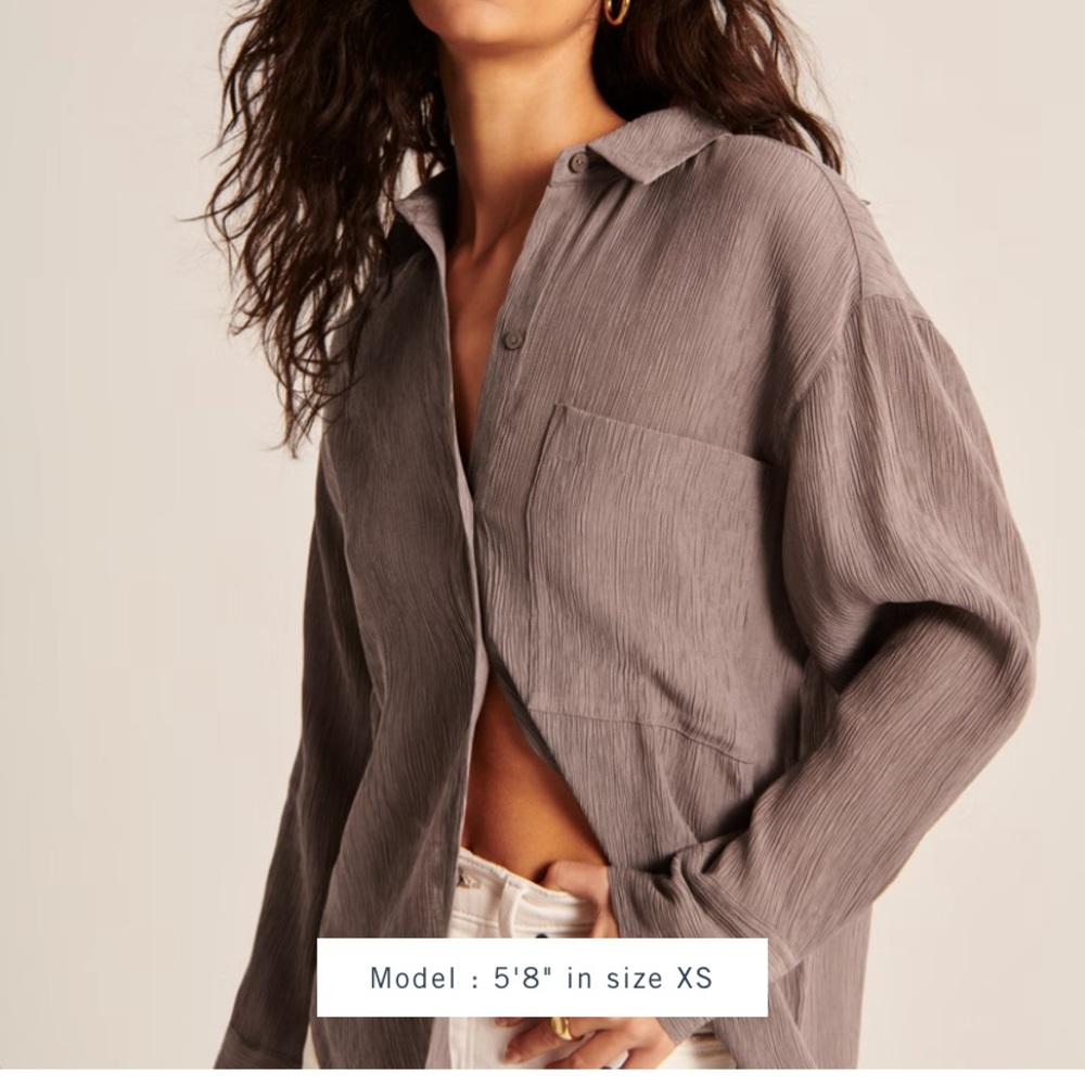 Abercrombie and Fitch Oversized Crinkle Rayon Textured Shirt